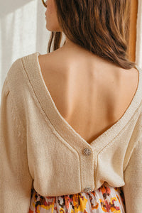 Grace and mila Eclat embellished button knit cardi beige